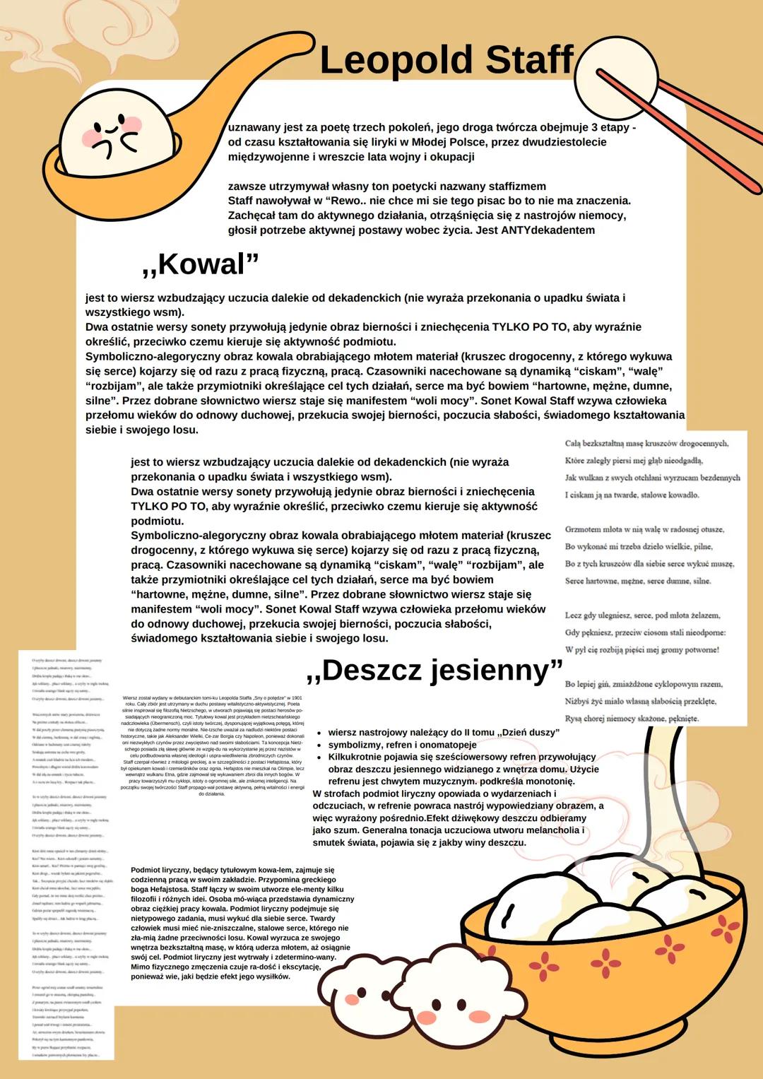 # Leopold Staff

uznawany jest za poetę trzech pokoleń, jego droga twórcza obejmuje 3 etapy -
od czasu kształtowania się liryki w Młodej Pol