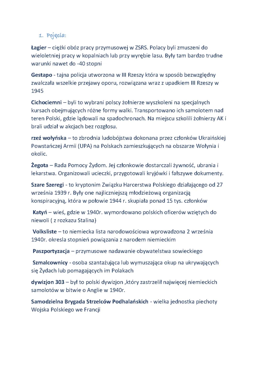 Polacy na frontach II wojny światowej - notatka dla uczniów