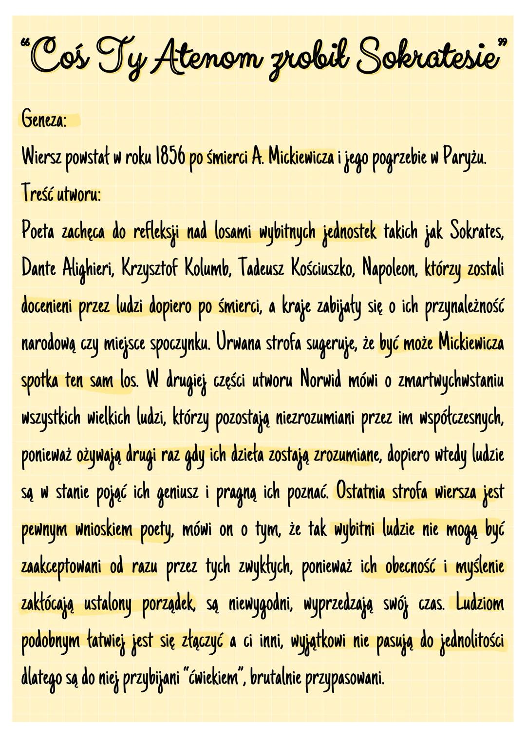 # WIERSZE
# CYPRIANA NORWIDA

"**Weronie**"

**Geneza:**

Utwór opublikowany w 1854 r. Norwid utwór napisał dzięki emigracji do Włoch gdzie
