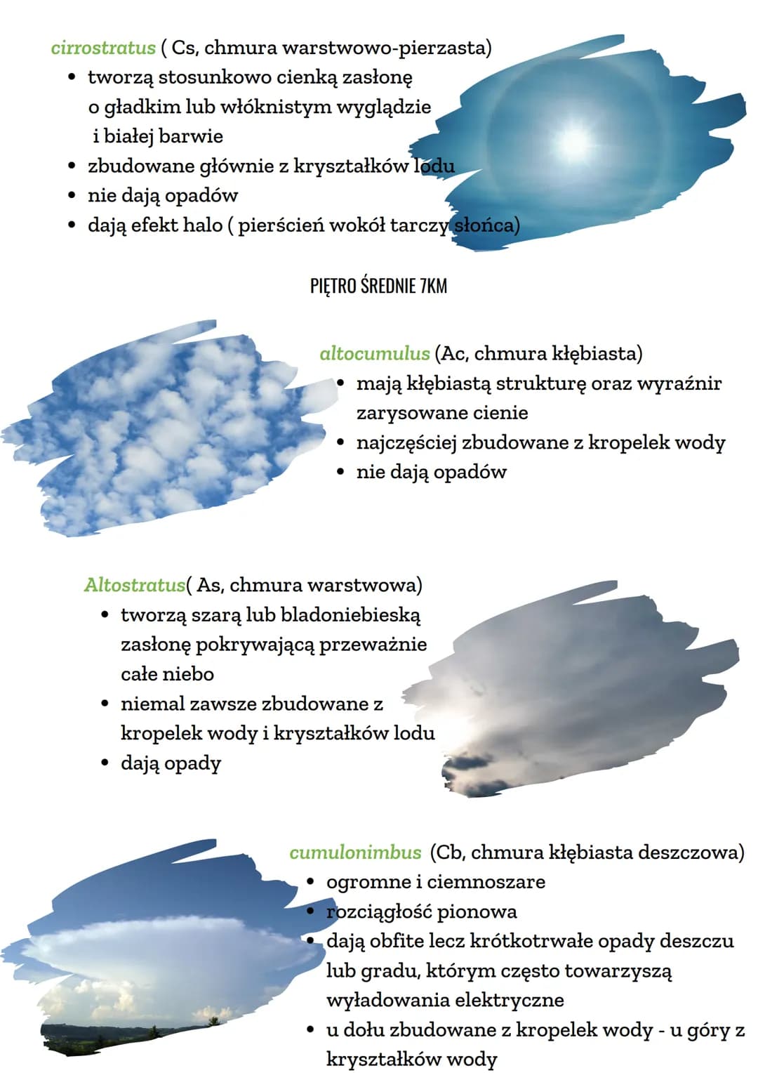 CHMURA
chmura to skupisko produktów kondensacji pary wodnej swobodnie
unoszące się w powietrzu atmosferycznym w postaci kropelek lub
kryszta