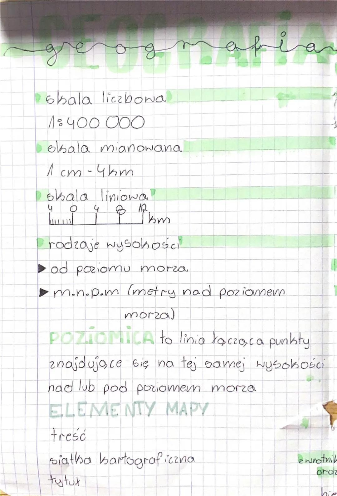 26bala liczbowa
1:400000
okala mianowana.
1 cm - 4hm
skala liniowal
4
4
1 km
afia
rodzaje wysokości
od poziomu morza
m.n.p.m. (metry nad poz