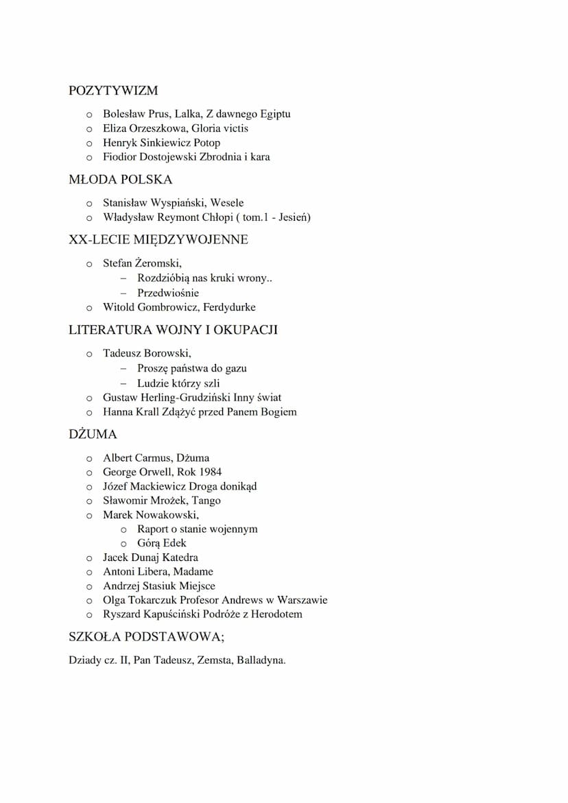 LEKTURY UTWORY LITERACKIE NA EGZAMINIE 2024
ANTYK
o Biblia, fragmenty
-
Apokalipsy św. Jana
O Jan Parandowski, Mitologia, część I Grecja
O H