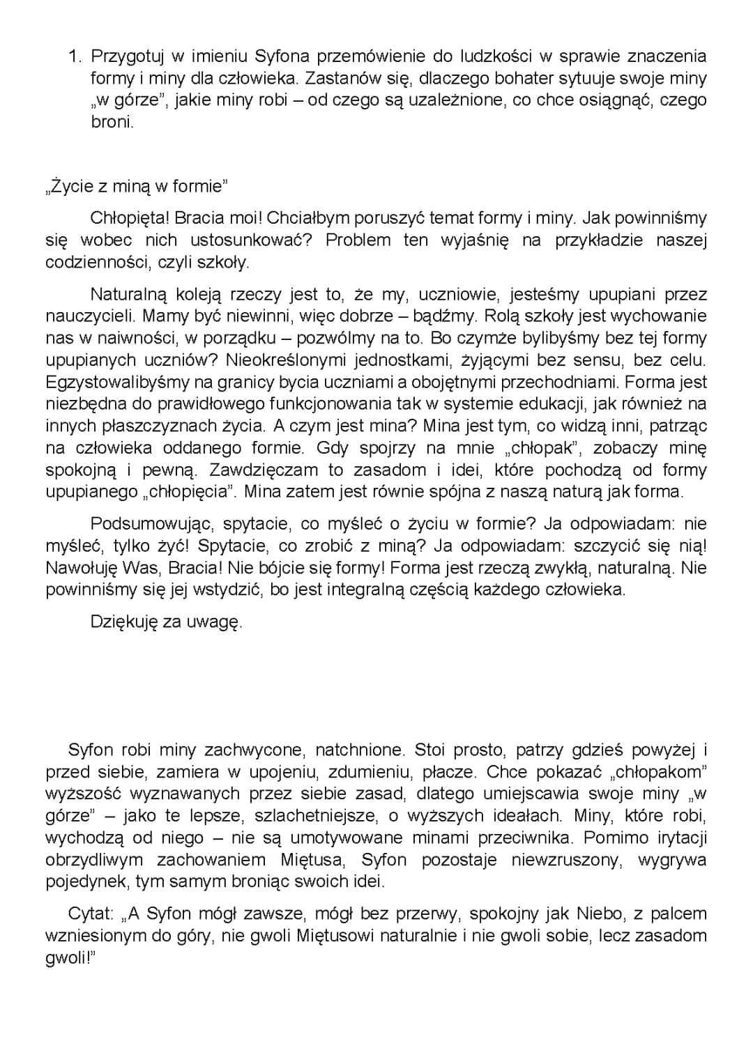 Przemówienie Syfona z "Ferdydurke"