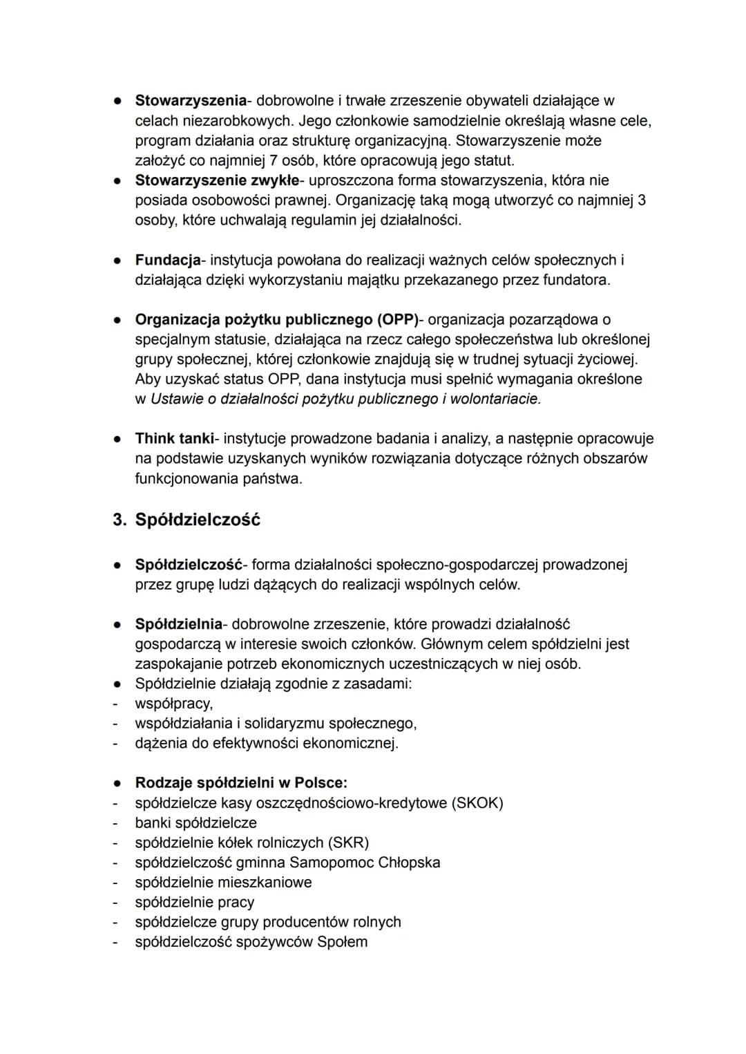 WOS SPRAWDZIAN 8.11.2024
PODSUMOWANIE
1. Społeczeństwo Obywatelskie
• Społeczeństwo Obywatelskie- zbiorowość, której członkowie na wiele
spo