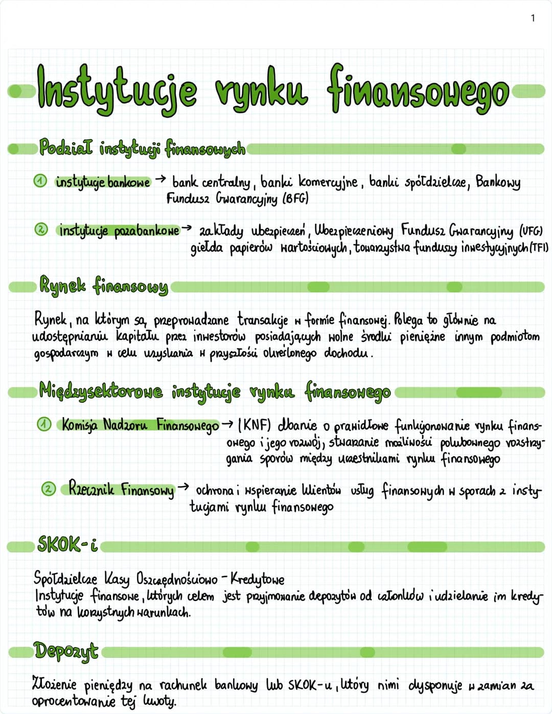 1
Instytucje rynku finansowego
Podział instytucji finansowych
①instytucje bankowe → bank centralny, banki komercyjne, banki spółdzielcze, Ba