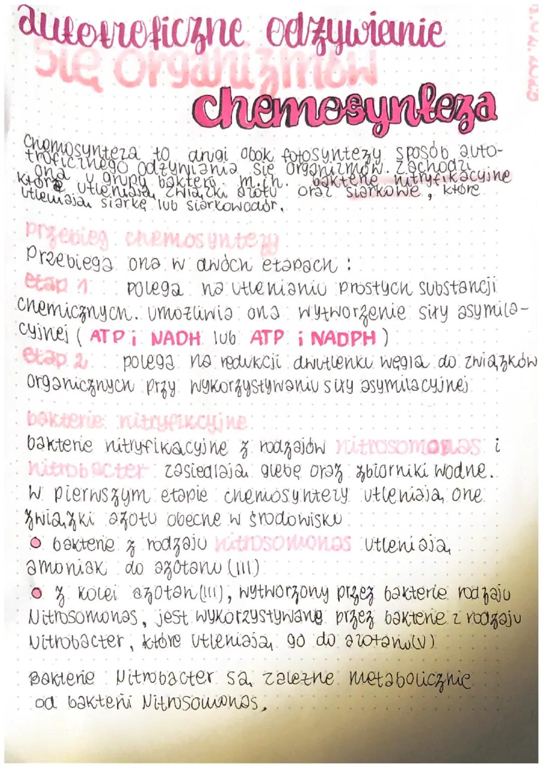 # awotroficzne odzywianie

Sie organizmow

# Chemosynteza

Chemosynteza to angi obok fotosyntezy sposob auto-
ktora utlenisiy bokten
Utlemaj