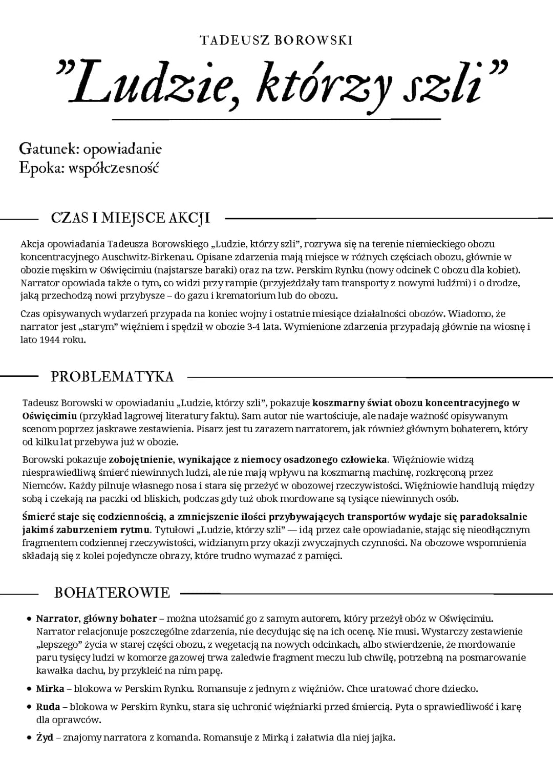 Ludzie, którzy szli - opracowanie, streszczenie i notatki