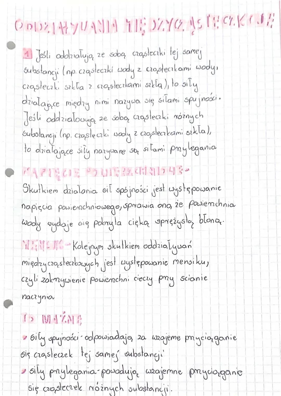 Oddziaływania międzycząsteczkowe klasa 7 - chemia, fizyka i napięcie powierzchniowe