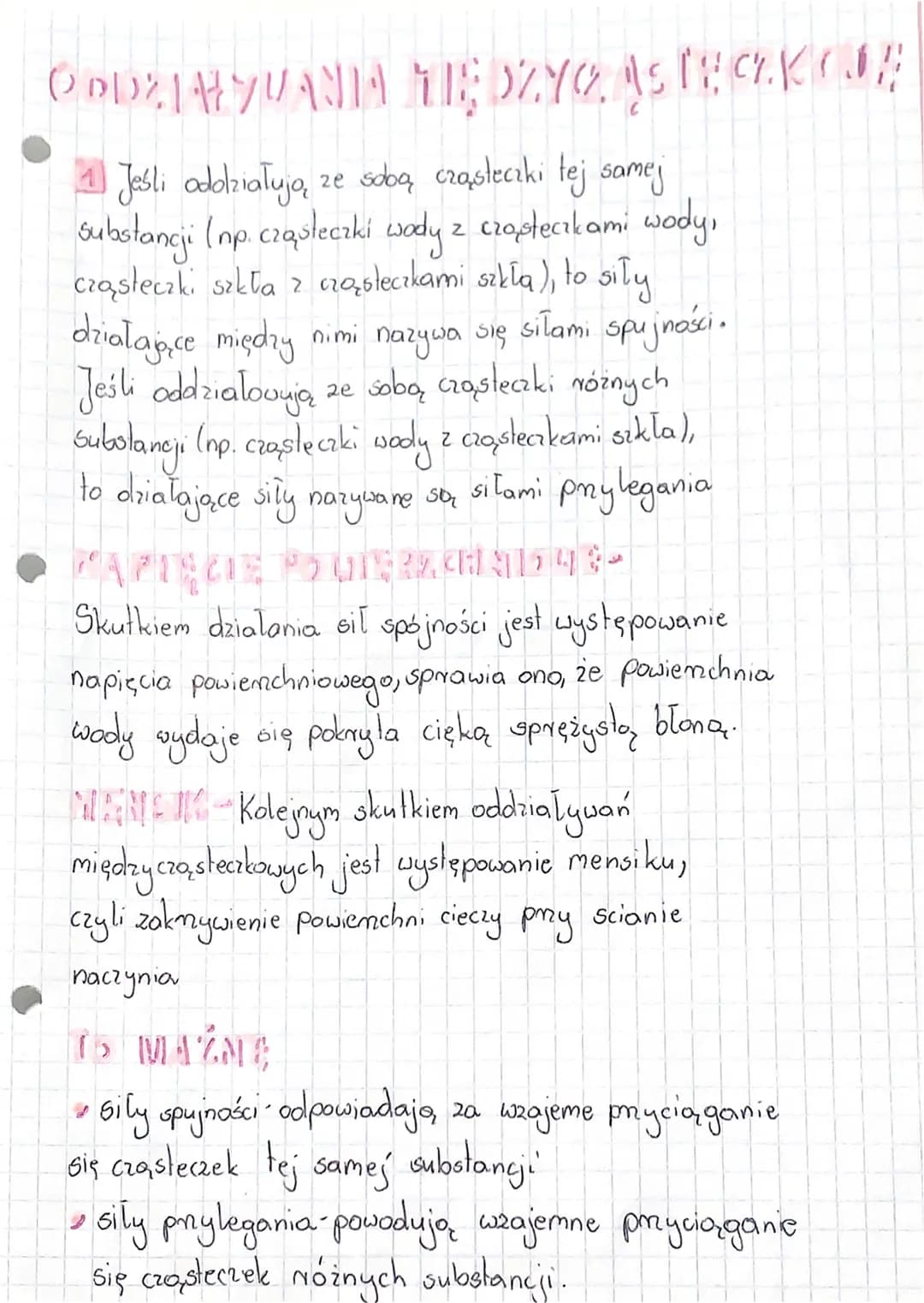 ODDZIAYUANIA MEDZYO ASTECKE
Jeśli oddziałują ze sobą cząsteczki tej samej
substancji (np. cząsteczki wody z cząsteczkami wody,
cząsteczki sz