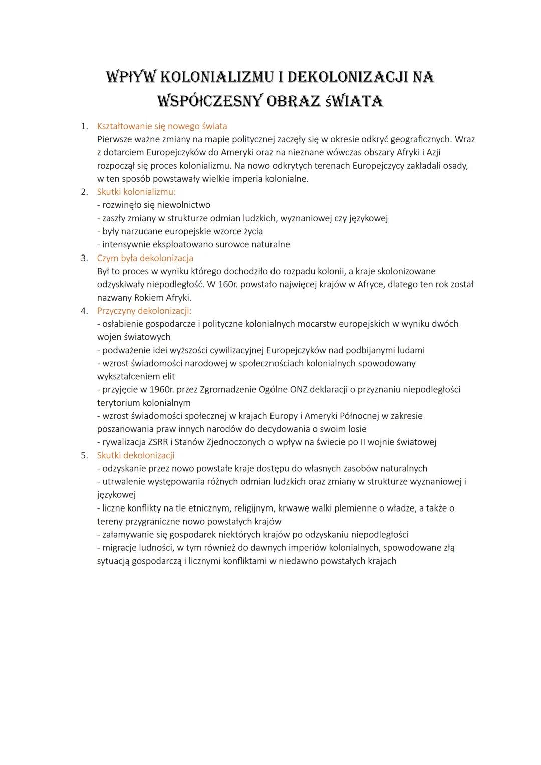 Kolonializm i Dekolonizacja: Wpływ na Współczesny Świat