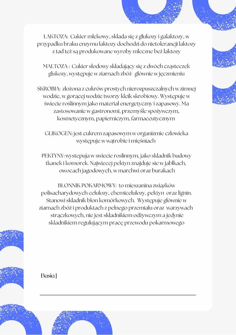 Węglowodany
Cukry to związki organiczne, które występują głównie w świecie
roślinnym jako materiał zapasowy. Dzielą się na:
CUKRY PROSTE-(mo