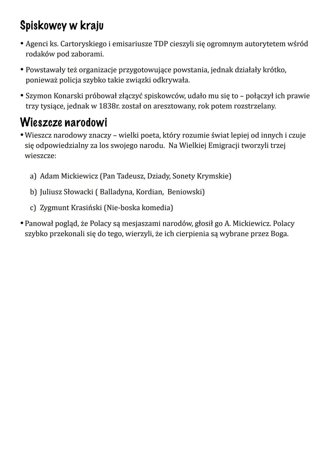 Wielka emigracja
• Wielka Emigracja pisana wielkimi literami to nic innego, jak ucieczka z kraju Polaków
po powstaniu listopadowym.
• Polacy