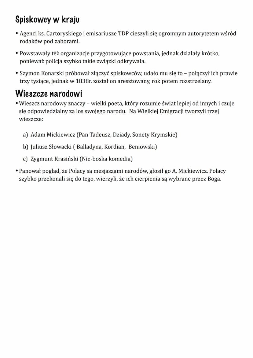 Wielka emigracja
• Wielka Emigracja pisana wielkimi literami to nic innego, jak ucieczka z kraju Polaków
po powstaniu listopadowym.
• Polacy