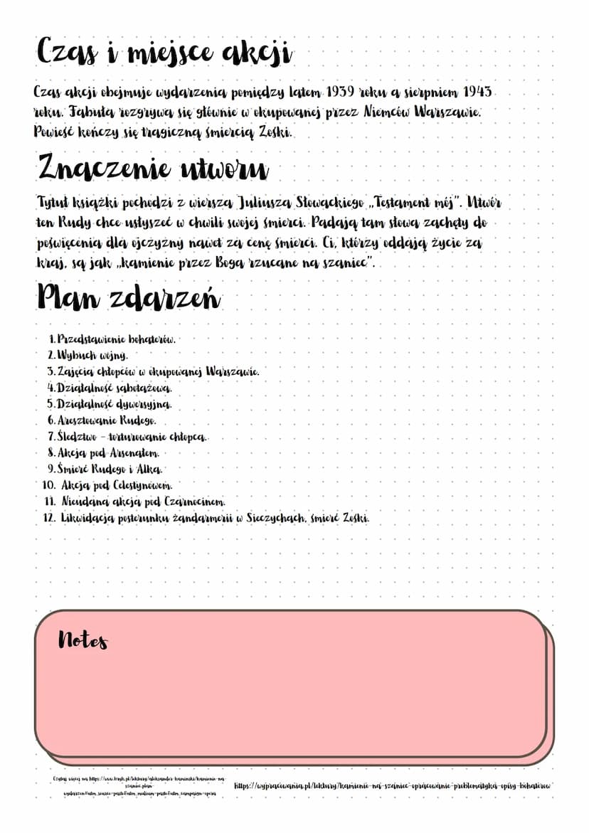 Kamienie na
Notes
ariec
@notatkowy.swiat
Streszczenie
We wstepic autor zacheca czytelnikow, by przeczytali jego ksiazke przedstawiając jej
m