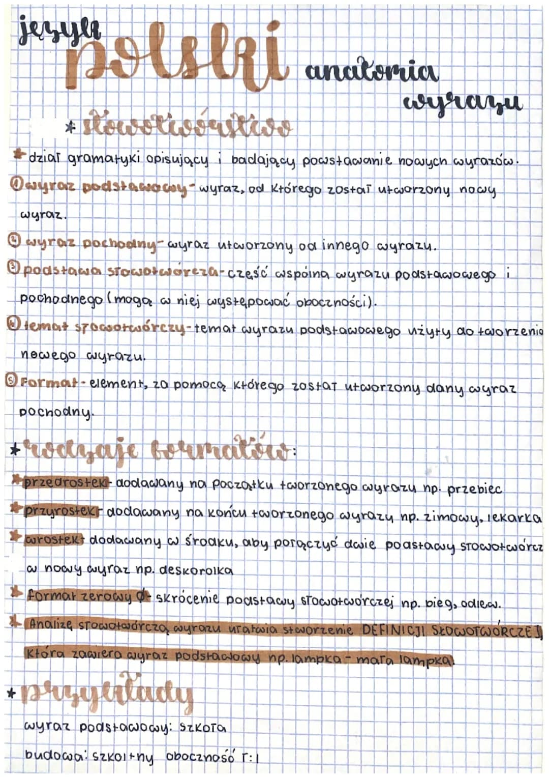 Notatka z języka polskiego, klasa 7