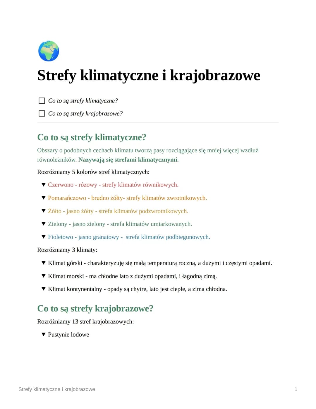 Strefy klimatyczne i krajobrazowe
