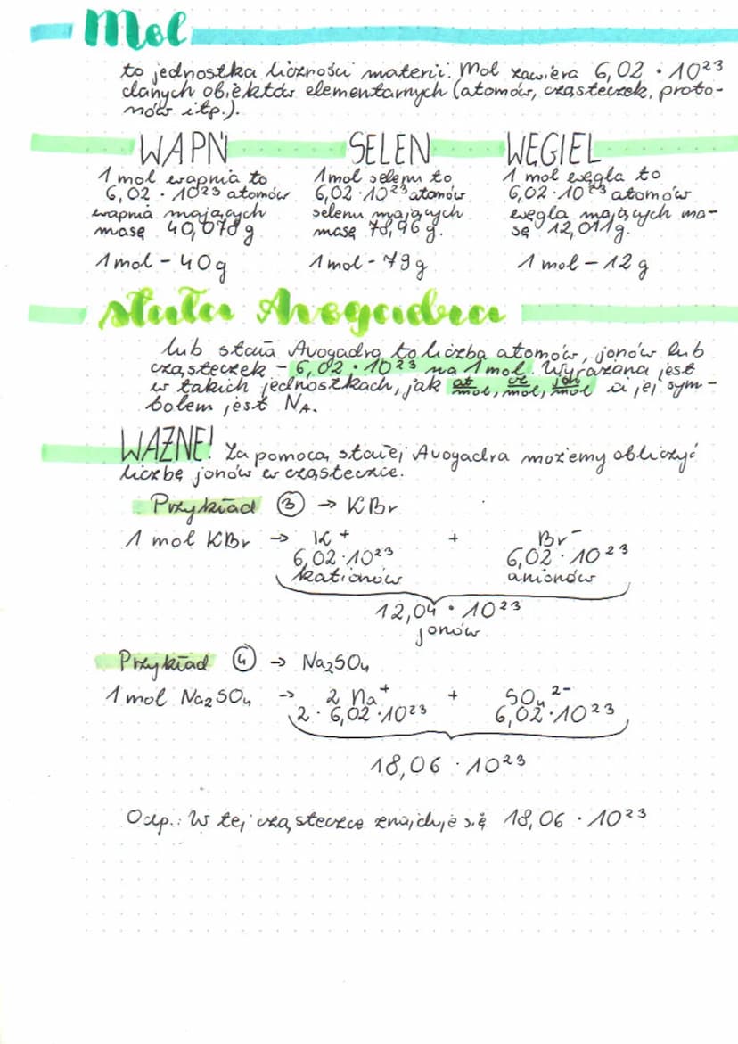 Stechiometria
TEMAT: MOL I MASA MOLOWA =
[μ = 1/2
okresowym sy izstopu weglo ¹²C (czyli tego es unklackie
тазу
16,02 1023 M = 19
Przykład
Ob