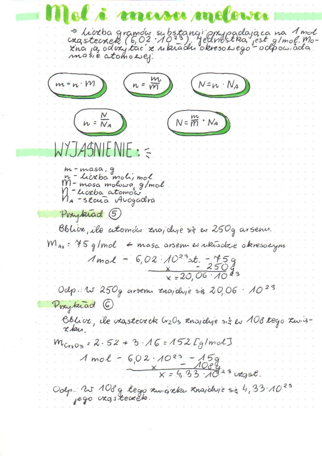 Stechiometria
TEMAT: MOL I MASA MOLOWA =
[μ = 1/2
okresowym sy izstopu weglo ¹²C (czyli tego es unklackie
тазу
16,02 1023 M = 19
Przykład
Ob