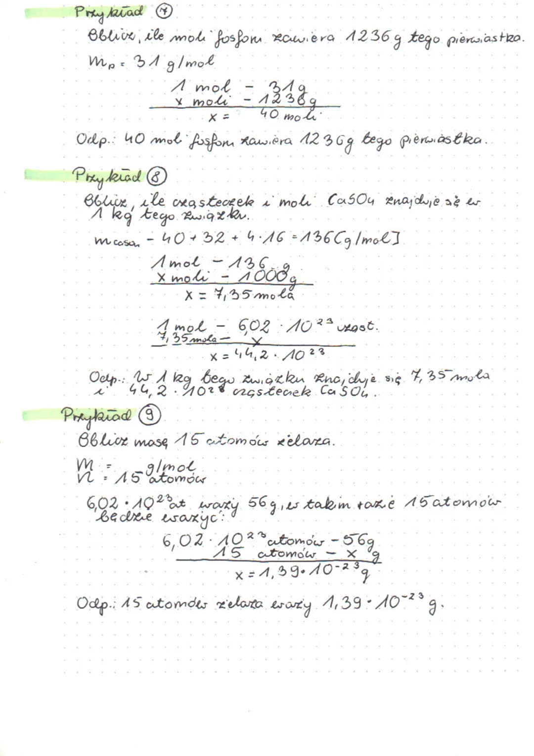 Stechiometria
TEMAT: MOL I MASA MOLOWA =
[μ = 1/2
okresowym sy izstopu weglo ¹²C (czyli tego es unklackie
тазу
16,02 1023 M = 19
Przykład
Ob