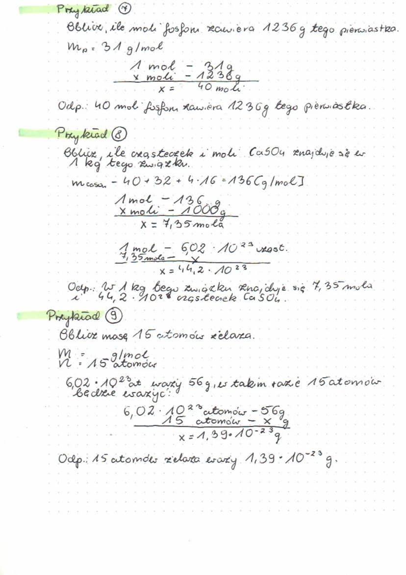 Stechiometria
TEMAT: MOL I MASA MOLOWA =
[μ = 1/2
okresowym sy izstopu weglo ¹²C (czyli tego es unklackie
тазу
16,02 1023 M = 19
Przykład
Ob
