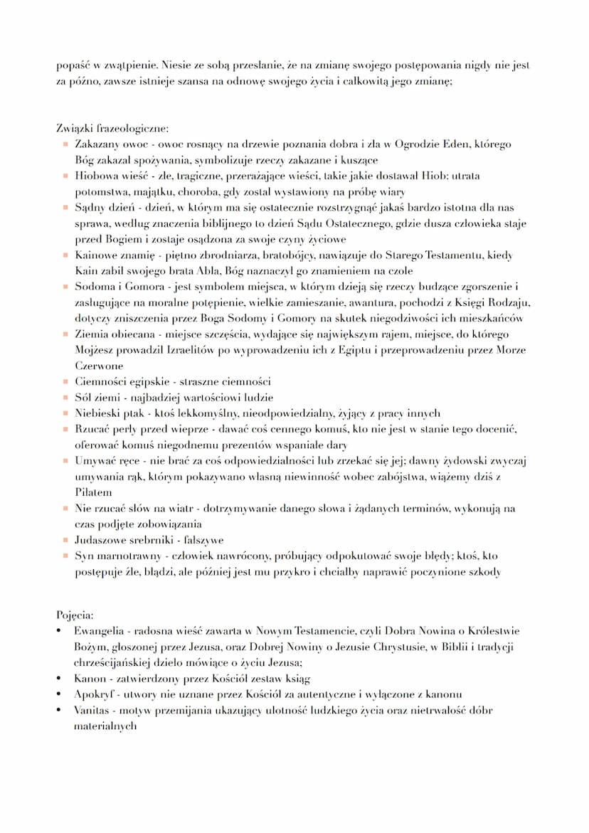 Biblia składa się z:
o Starego Testamentu - powstał w I w.p.n.e., autorzy są anonimowi, napisany w jęz. hebrajskim i
aramejskim
o Nowego Tes
