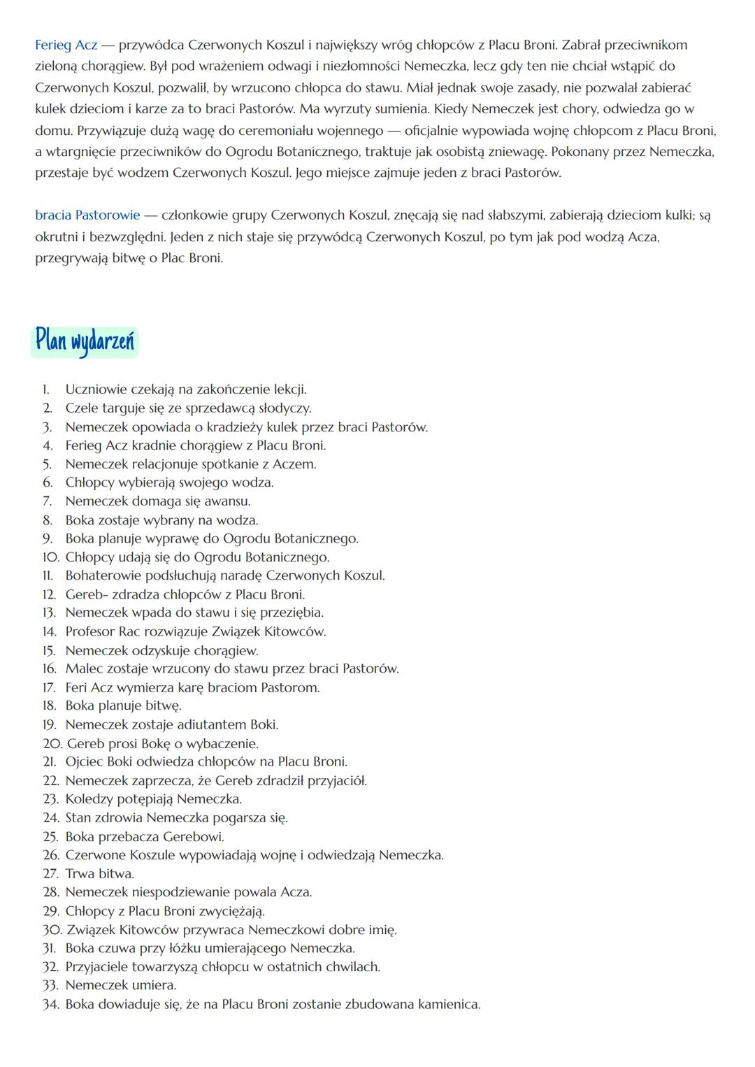 „Chłopcy z Placu Broni" - Ferenc Molnár
Czas i miejsce akcji
Głównym miejscem akcji jest Plac Broni, znajdujący się między ulicami Pawła i M