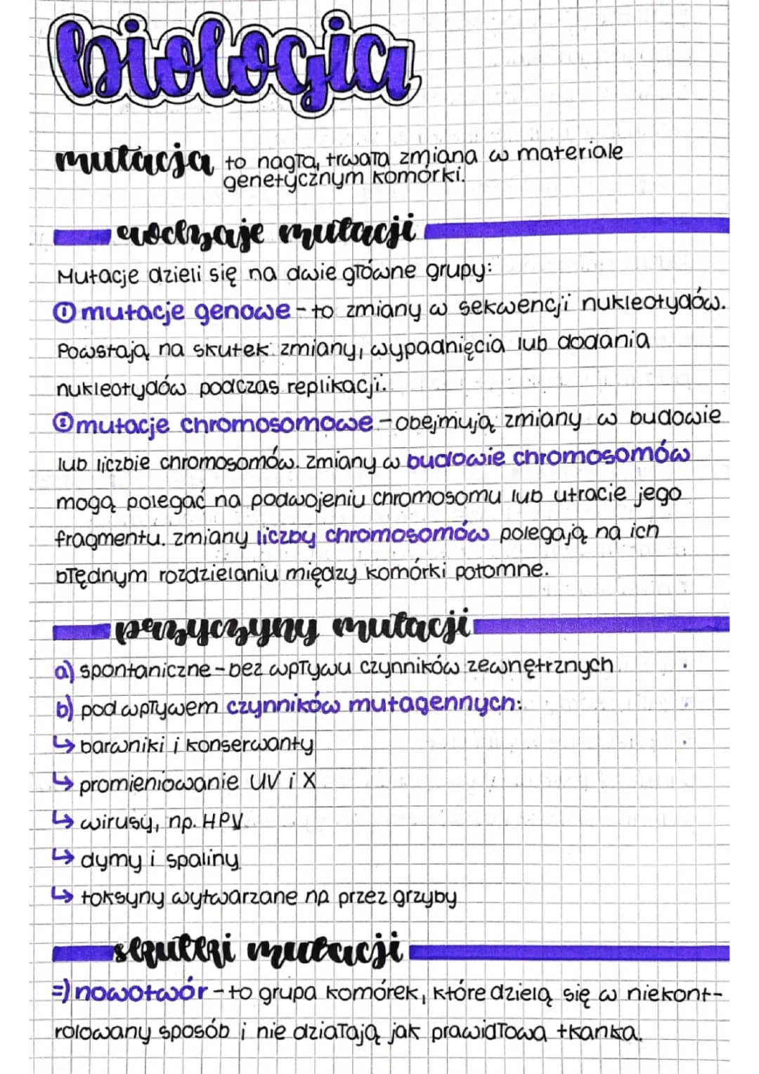 Mutacje genetyczne - Rodzaje, Przyczyny, Skutki
