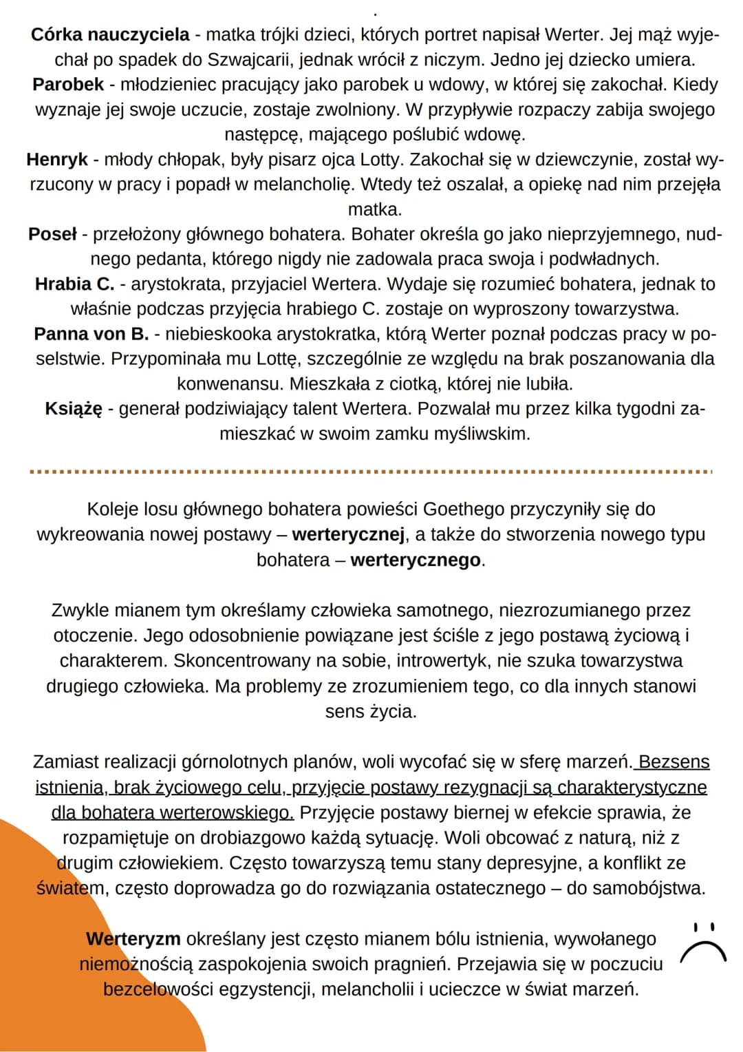 Cierpienia młodego
Wertern
Johann Wolfgang Goethe
CZAS I MIEJSCE AKCJI
W dwóch pierwszych częściach powieści czas akcji wyznaczają daty list
