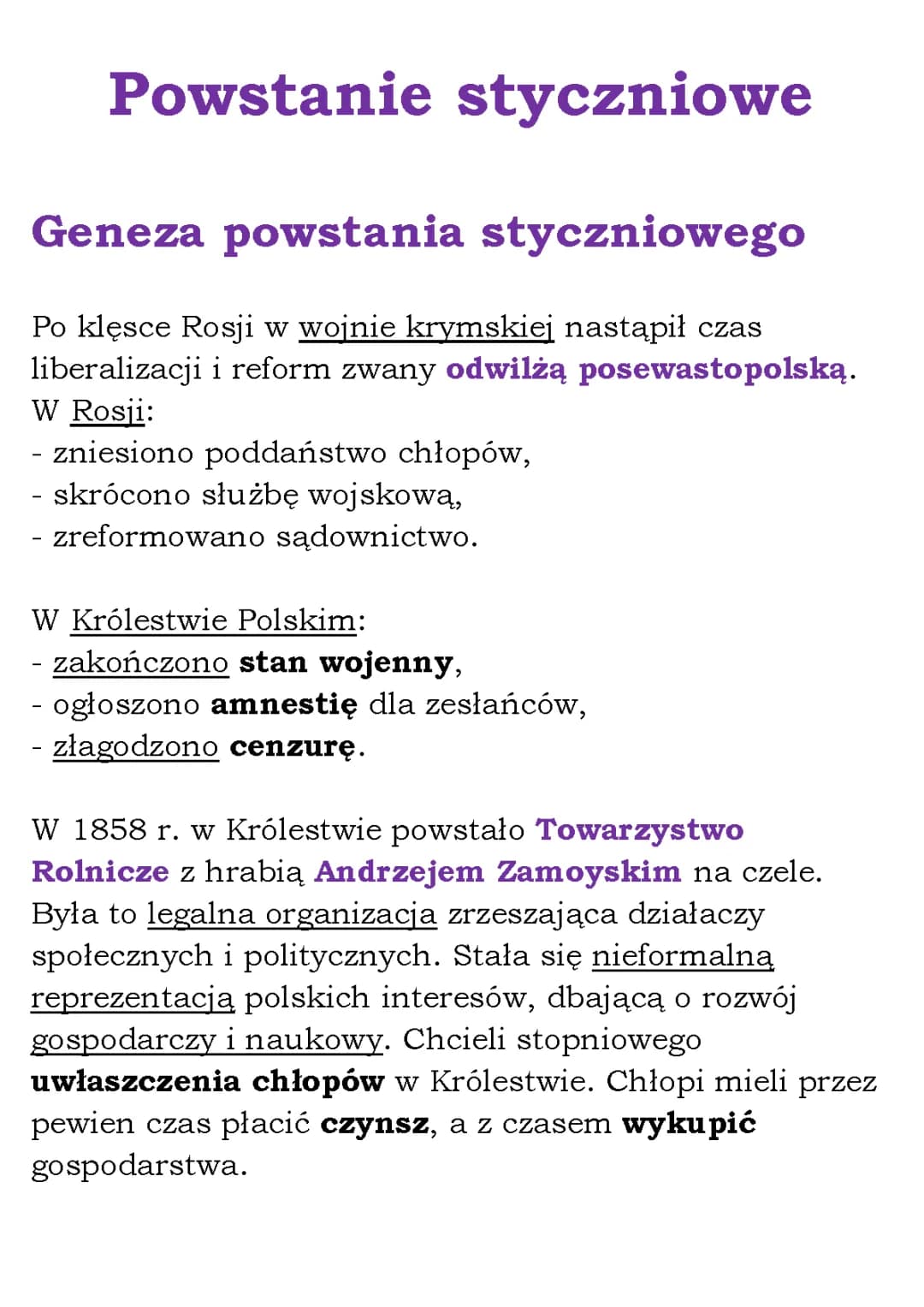 Przyczyny i Przebieg Powstania Styczniowego - Krótko dla Klasy 3