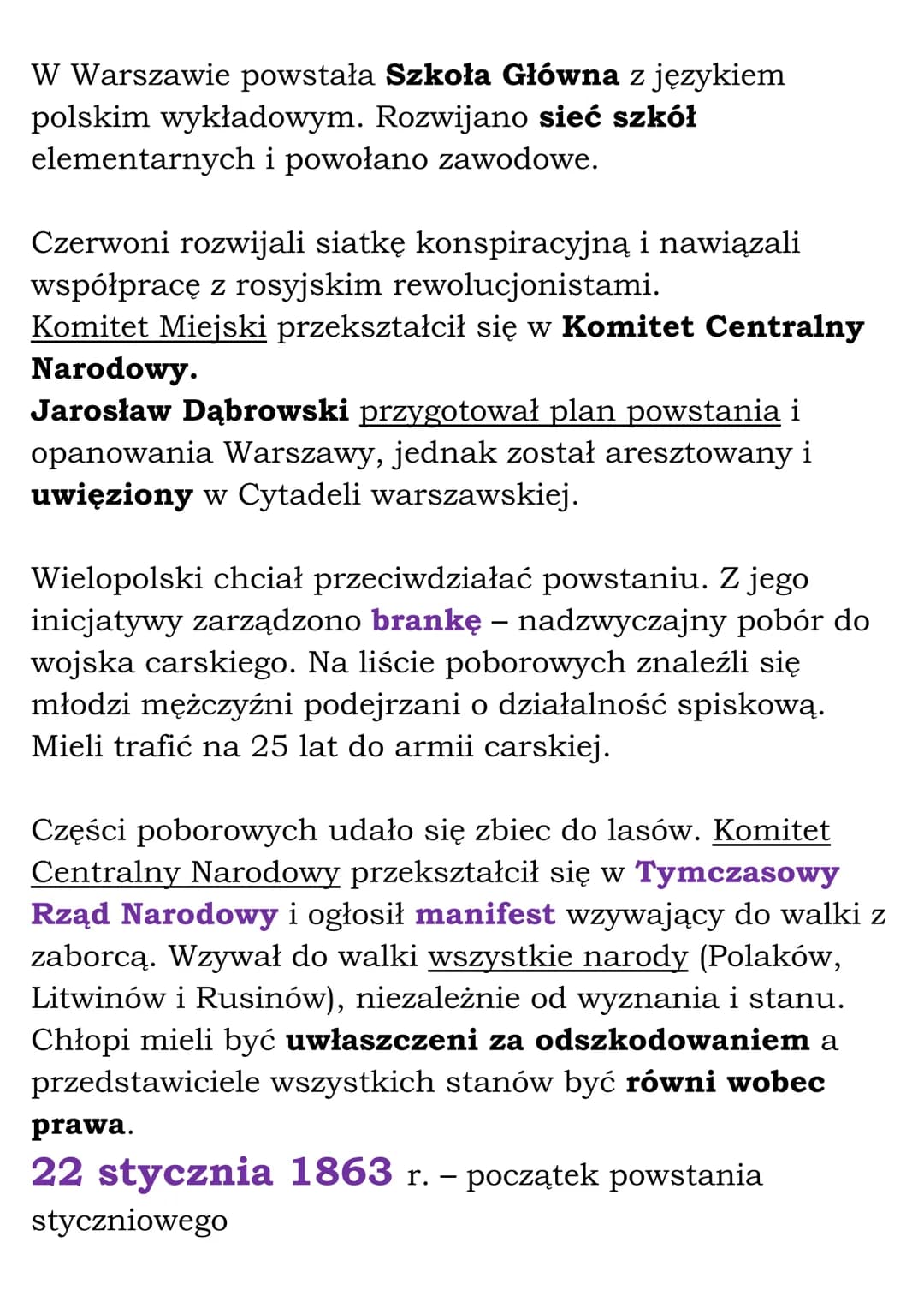 Powstanie styczniowe
Geneza powstania styczniowego
Po klęsce Rosji w wojnie krymskiej nastąpił czas
liberalizacji i reform zwany odwilżą pos