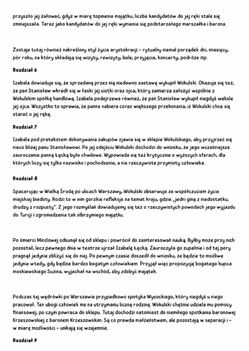 LALKA streszczenie
TOM 1
Rozdział 1
Wokulski uczęszczał niegdyś do Szkoły Przygotowawczej, po której rozpoczął naukę w Szkole
Głównej. Stani
