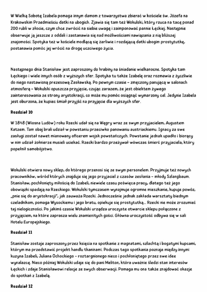LALKA streszczenie
TOM 1
Rozdział 1
Wokulski uczęszczał niegdyś do Szkoły Przygotowawczej, po której rozpoczął naukę w Szkole
Głównej. Stani