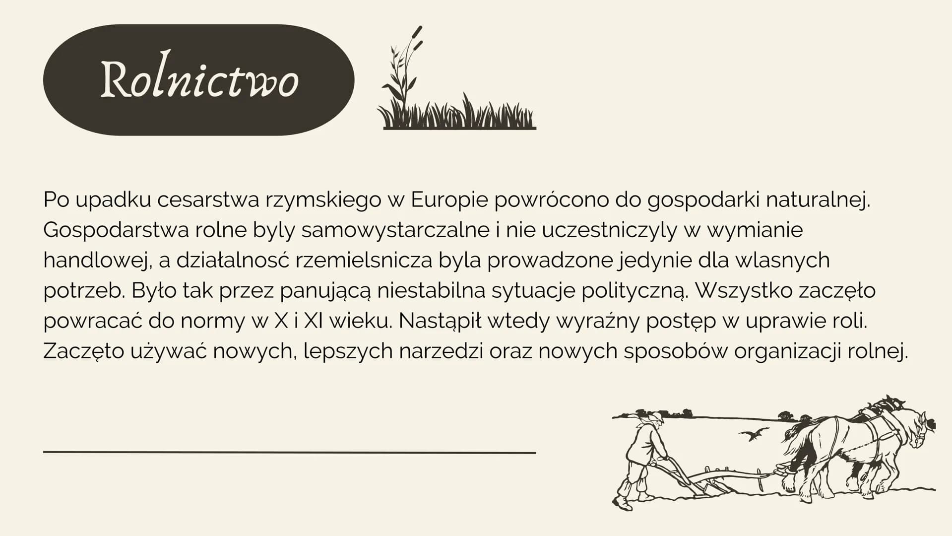 DO
Średniowieczne
wsie i miasta
V
V
V
♥
V
V
V
V
V
V
V
88
Lancone
188lUla8
目 Rolnictwo
Po upadku cesarstwa rzymskiego w Europie powrócono do 