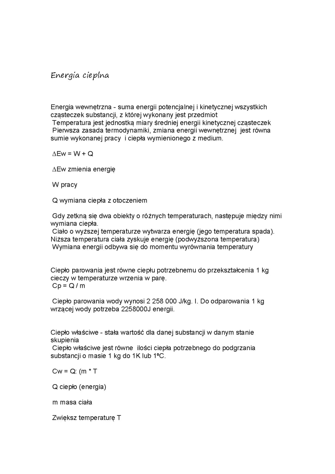 Energia cieplna i ciepło właściwe - proste wyjaśnienia