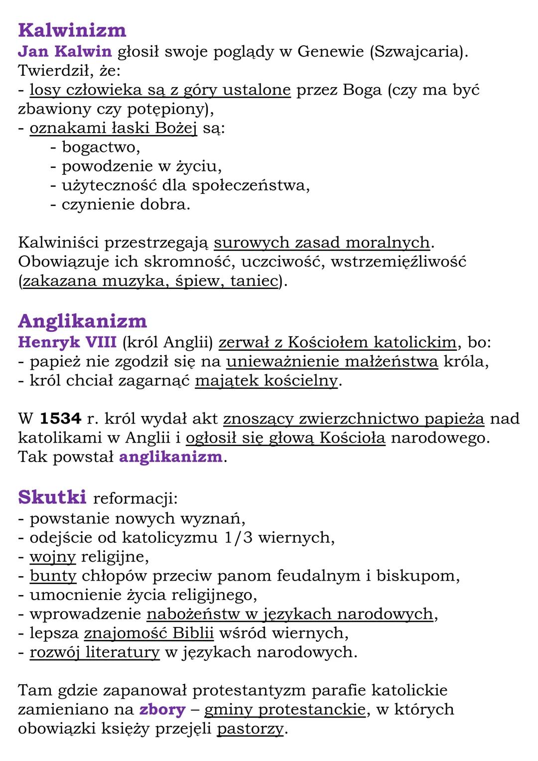 Reformacja - czas
wielkich zmian
Kl 6, NE
1517- wystąpienie Marcina Lutra
1534 - powstanie Kościoła anglikańskiego
1555 - pokój w Augsburgu

