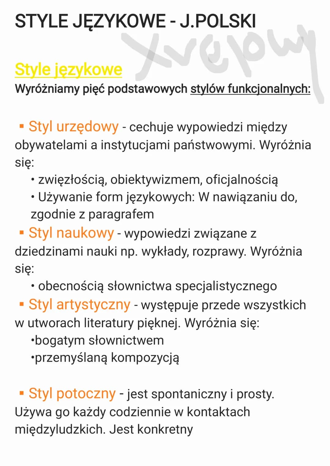 STYLE JĘZYKOWE - J.POLSKI
Style językowe
Wyróżniamy pięć podstawowych stylów funkcjonalnych:
■
Styl urzędowy - cechuje wypowiedzi między
oby