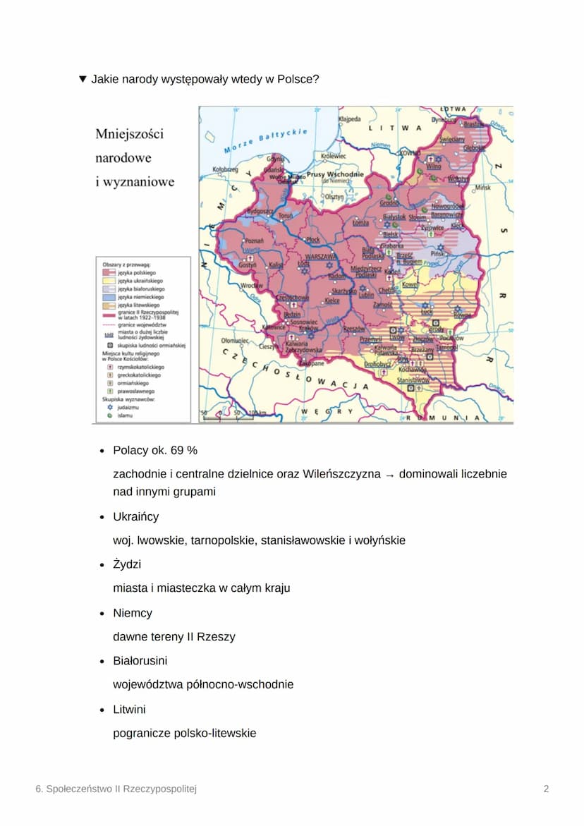 i
6. Społeczeństwo II
Rzeczypospolitej
▼ Jak wyglądała sytuacja społeczna w II Rzeczypospolitej?
Obszar odrodzonej RP = 390 tys. km2
Liczba 