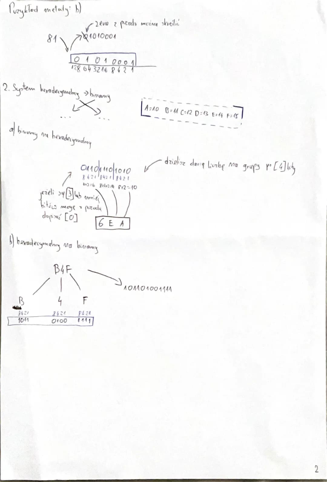 diójkazy (bmany) - 0,1
zemastkay (hexadecymalny) 0-9, A-F] A=40
78=11
C = 42
D=13
ósenikasy (oktalny)-[0-7]
dziesiętny [desymalny)-[0-9]
1. 
