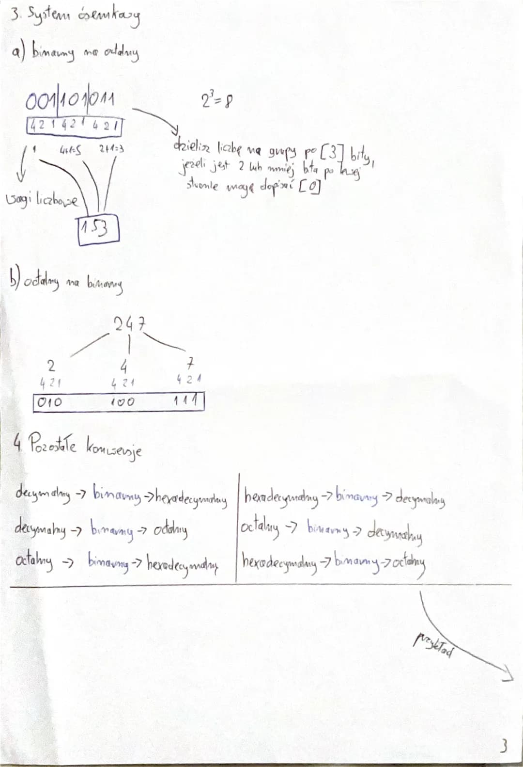 diójkazy (bmany) - 0,1
zemastkay (hexadecymalny) 0-9, A-F] A=40
78=11
C = 42
D=13
ósenikasy (oktalny)-[0-7]
dziesiętny [desymalny)-[0-9]
1. 