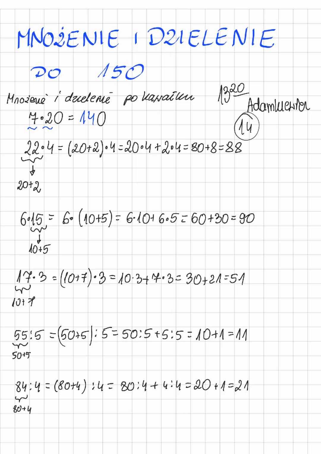 Tabliczka mnożenia do 1000 i ciekawe zadania matematyczne