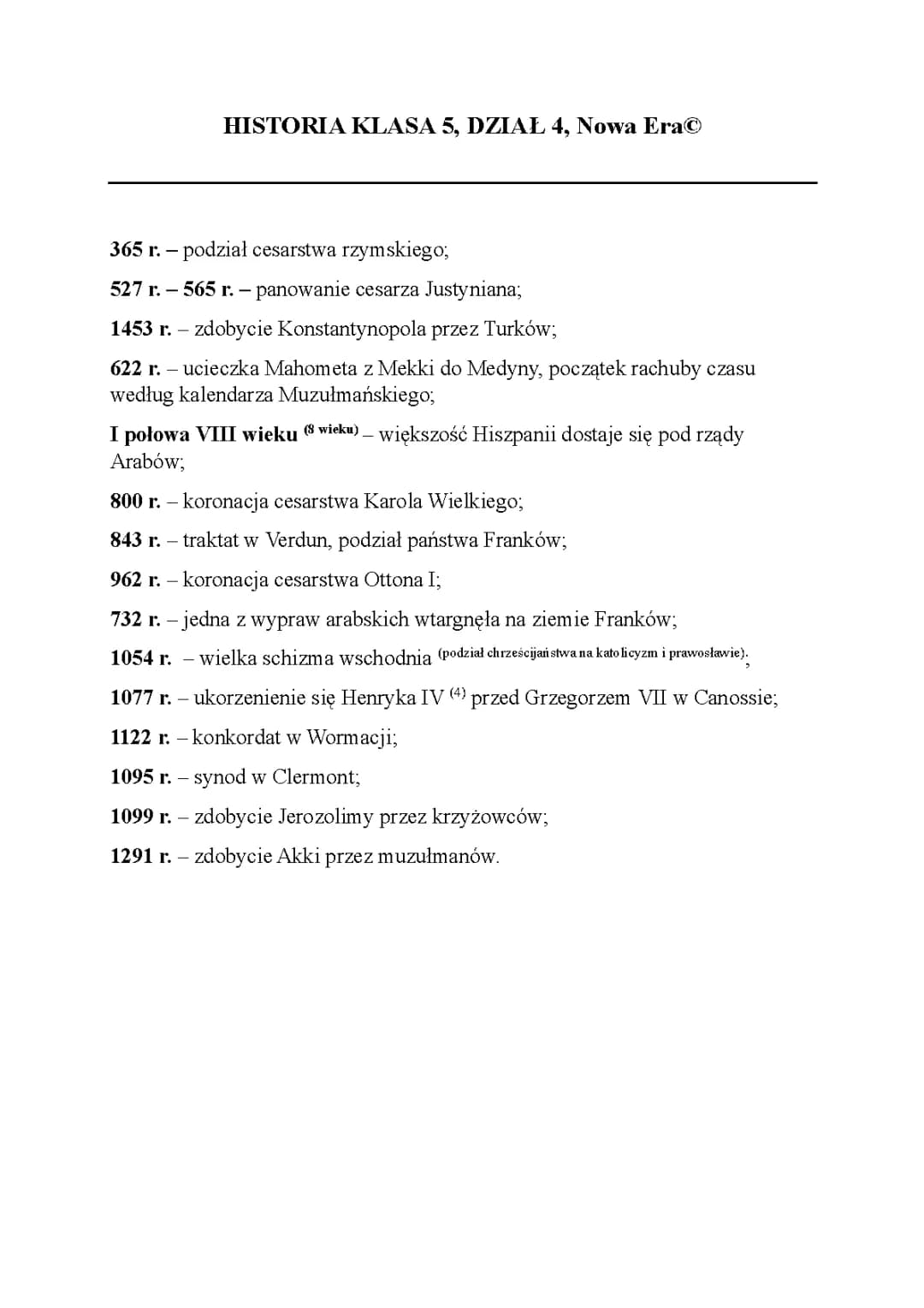 Powtórzenie do sprawdzianu Nowa era klasa 5