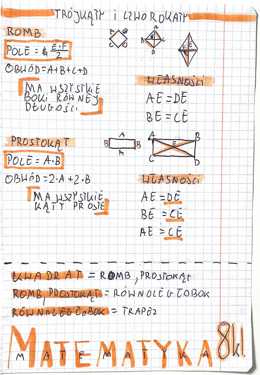 of
AK
BBB
A
A Au
TRÓJKĄTY I CZWOROKĄTY
a+B+y=180°
A =R
B = t
A₁B₁C = BOK!
PRZYSTAWANIE TRÓJKĄTÓW
BKB
A+B+C =OBWÓD
P=A₂H
2
D
F
B = E
α = B
A
