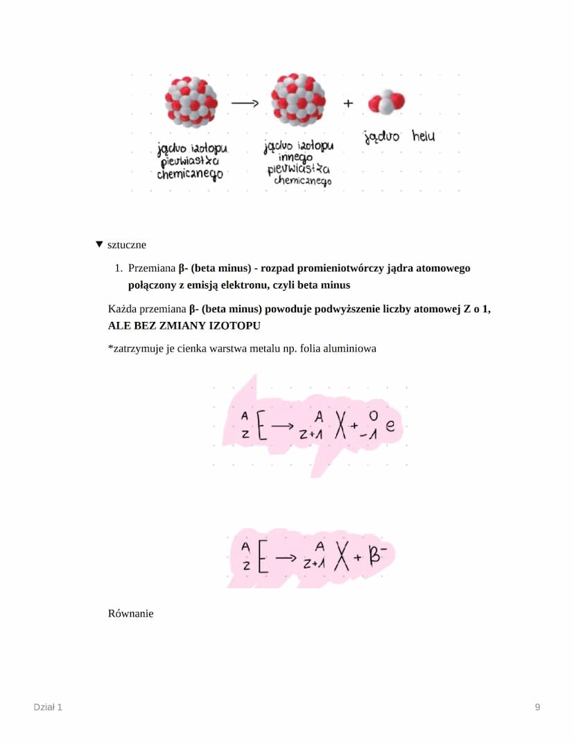 Dział 1
Dział 1
Atom - najmniejsza jednostka budowy pierwiastka, który jest zbudowany
Z:
▼nukleonów zlokalizowanych w jądrze atomowym
1. pro
