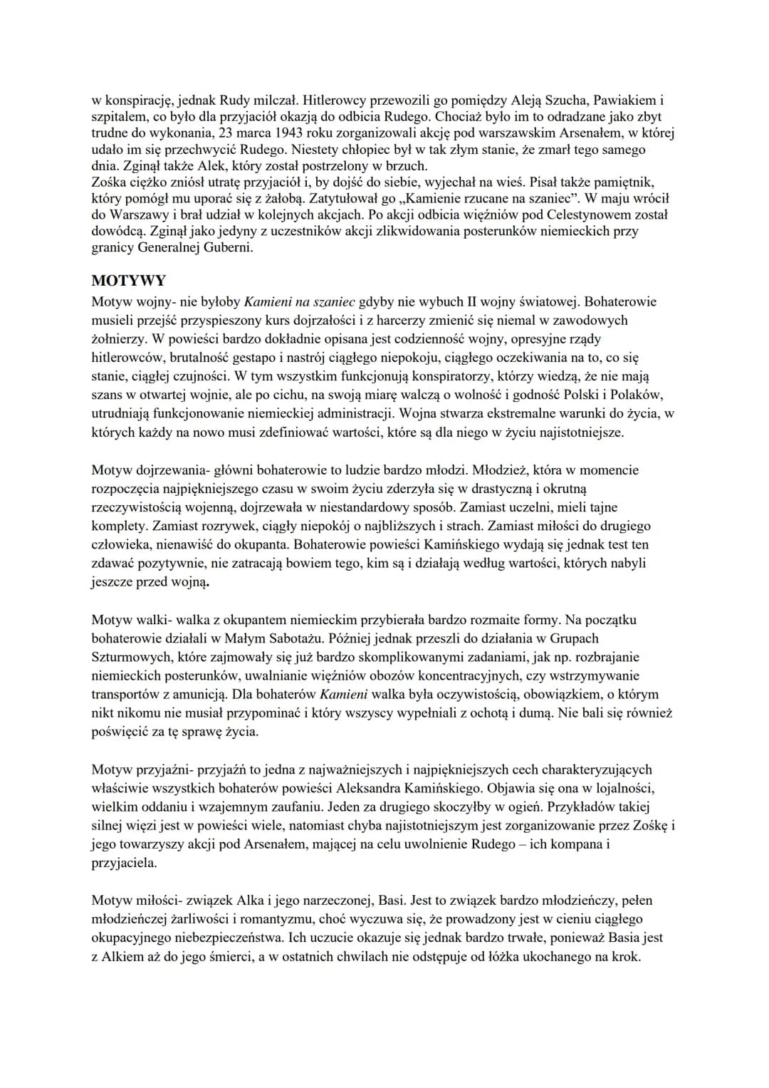 Autor: Aleksander Kamiński
Rodzaj literacki: epika
Gatunek literacki: powieść dokumentalna, dramat, biografia
Epoka: wojna i okupacja
Czas a