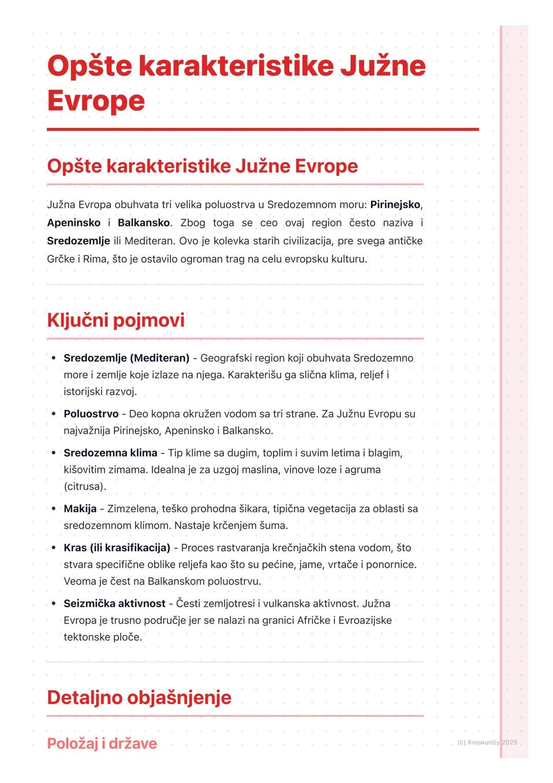 # Opšte karakteristike Južne
Evrope

Opšte karakteristike Južne Evrope

Južna Evropa obuhvata tri velika poluostrva u Sredozemnom moru: Piri
