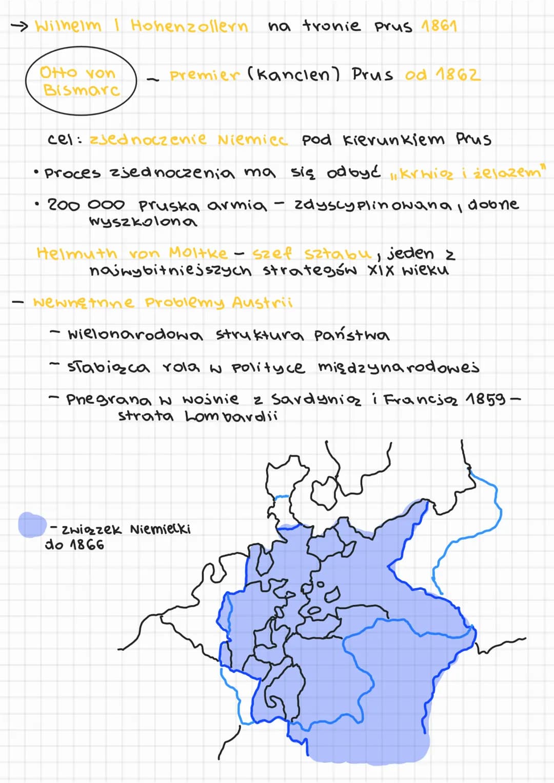 ZJEDNOCZENIE NIEMIEC
Wielkie czy Mate Niemcy?:
- nasilenie tendencji zjednoczeniowych
Popularne u studentów, inteligencji
Niemcy Pnez lata:
