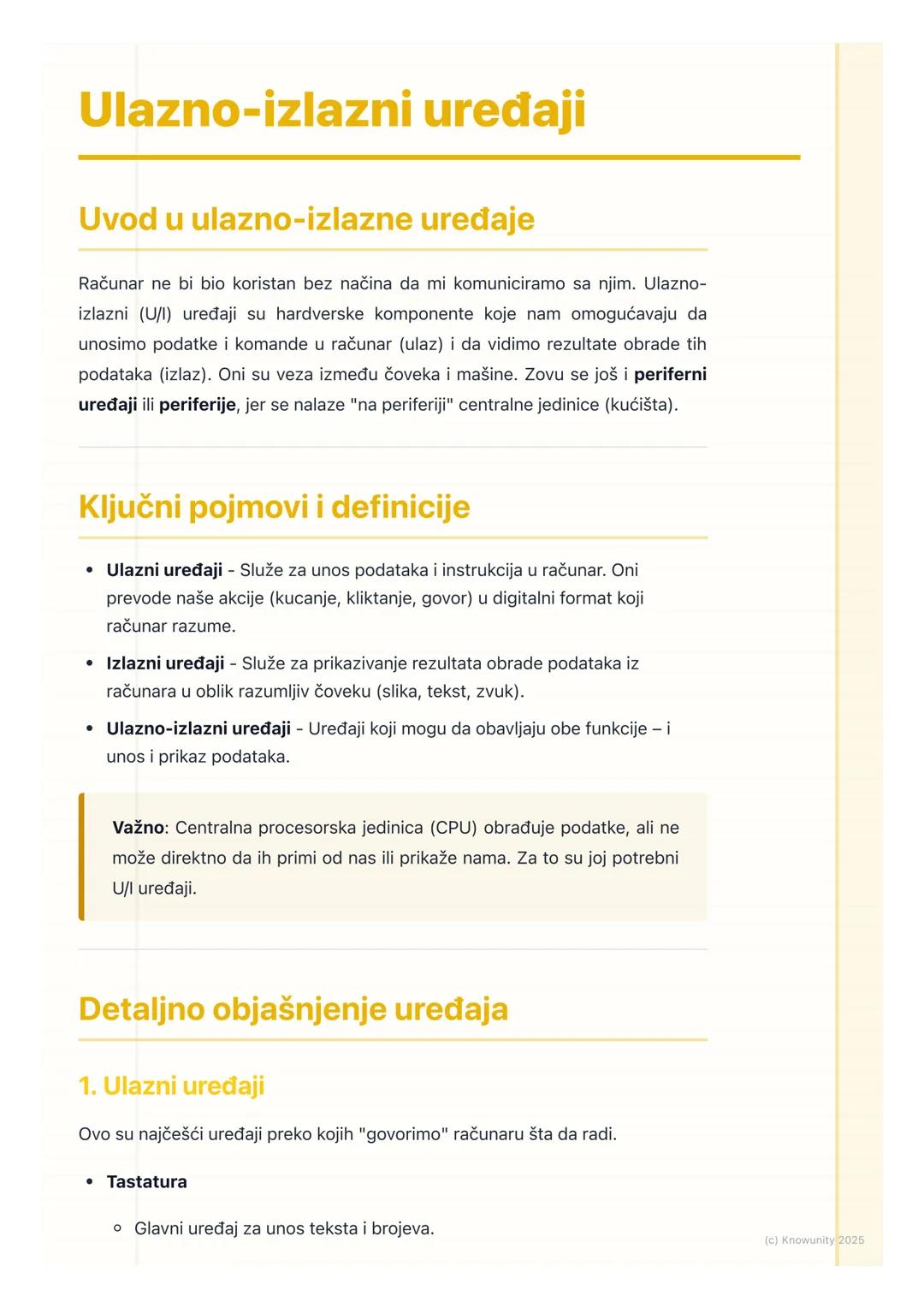 # Ulazno-izlazni uređaji

Uvod u ulazno-izlazne uređaje

Računar ne bi bio koristan bez načina da mi komuniciramo sa njim. Ulazno-
izlazni (