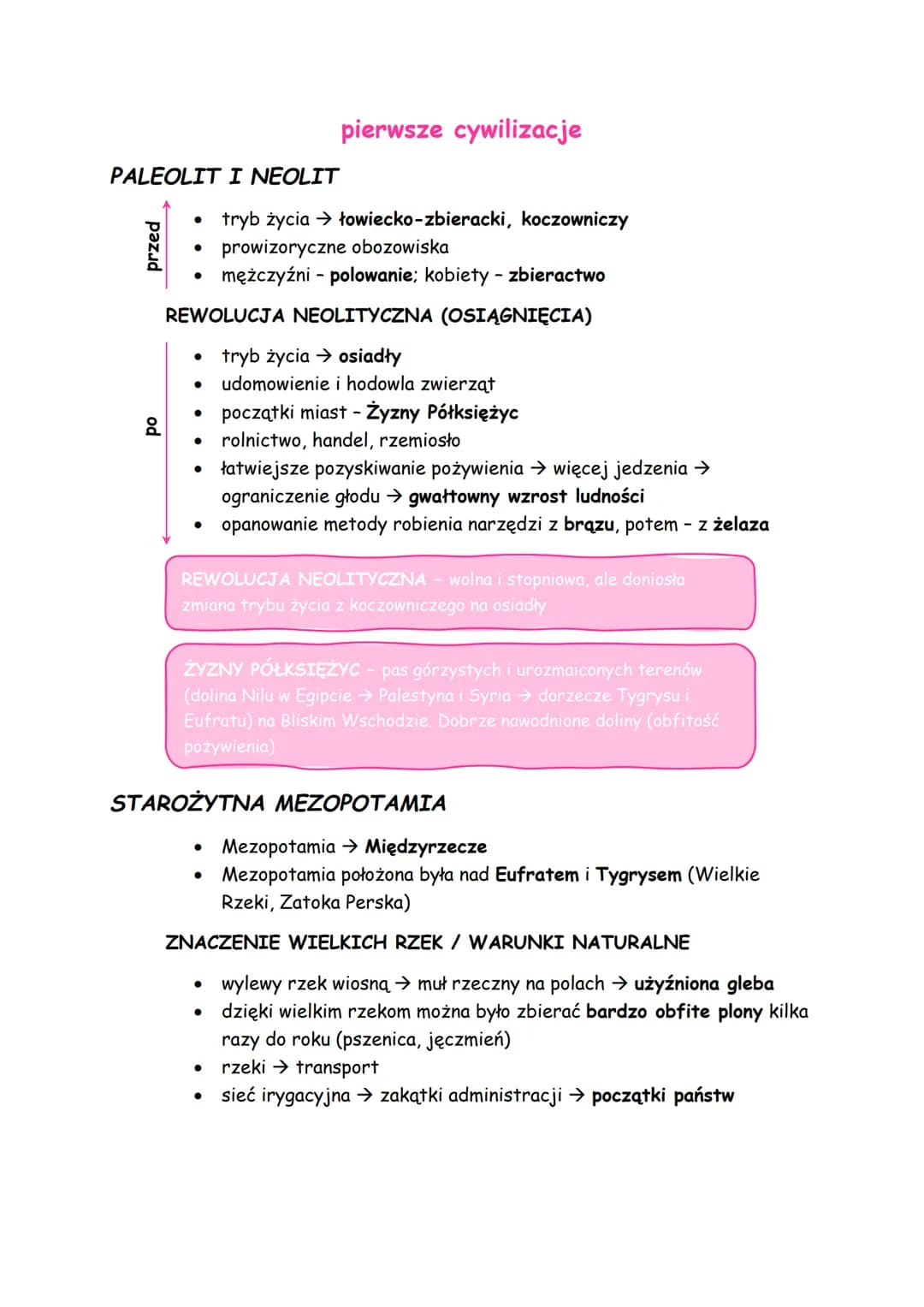 PALEOLIT I NEOLIT
przed
2
●
tryb życia → łowiecko-zbieracki, koczowniczy
prowizoryczne obozowiska
mężczyźni - polowanie; kobiety - zbieractw