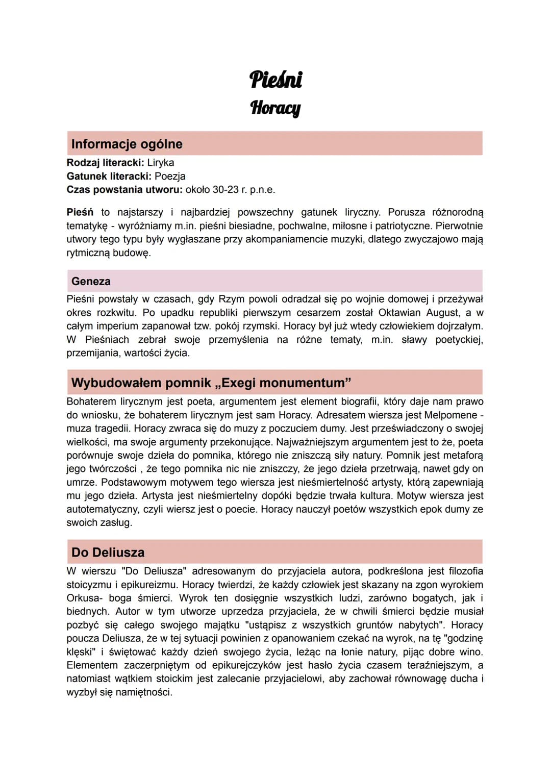 Pieśni
Horacy
Informacje ogólne
Rodzaj literacki: Liryka
Gatunek literacki: Poezja
Czas powstania utworu: około 30-23 r. p.n.e.
Pieśń to naj