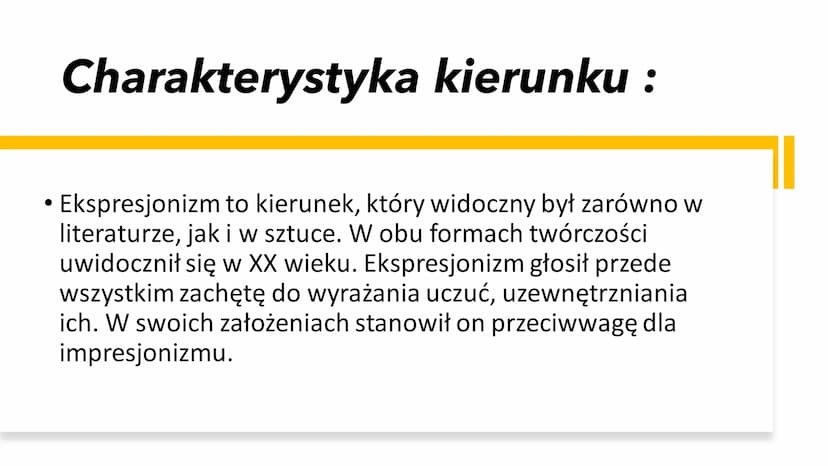 EKSPRESJONIZM Co to jest?
-
Jest to z (łac. expressio – „wyraz, wyrażenie”) – kierunek artystyczny
w kulturze europejskiej i amerykańskiej p